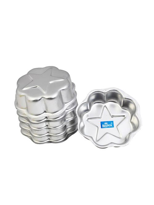 aluminium jelly cupcake muffin mould lt flower with dec.star set of 6 s3 - 15708592 - Very Small Image - 1