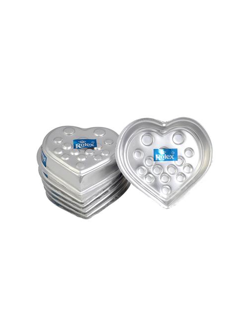 aluminium jelly cupcake muffin mould dec.heart no.2 jelly, custard, pudding mould set of 6 s2 - 15708618 - Very Small Image - 1