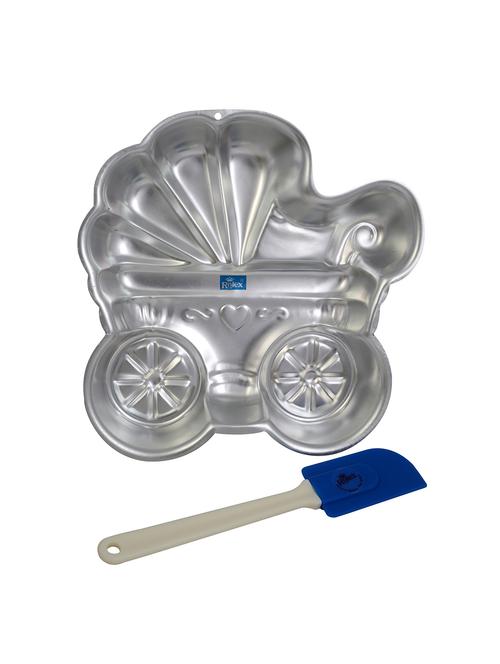 aluminium cake mould pans baby pram + small spatulla - 15708667 - Very Small Image - 1