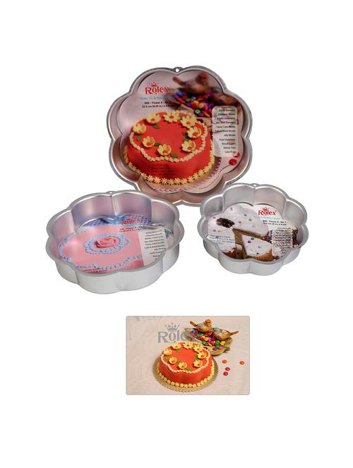 aluminium cake mould flower8 set of 3 500 gms - 1 kg cake - 15708717 - Very Small Image - 1