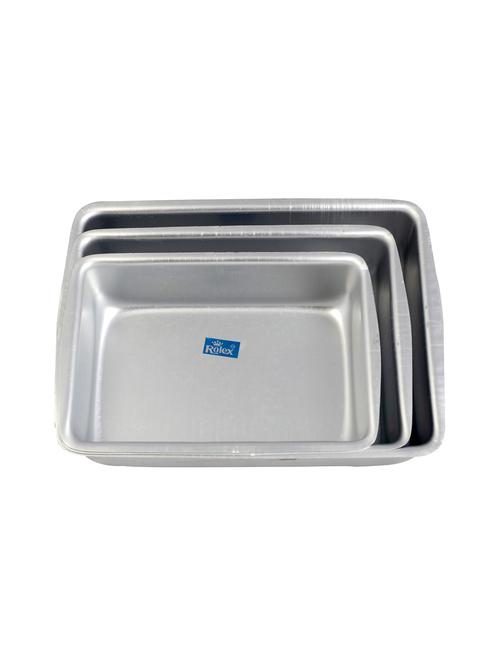 aluminium cake mould rectangle set of 3 500 gms - 1 kg cake - 15708722 - Very Small Image - 1