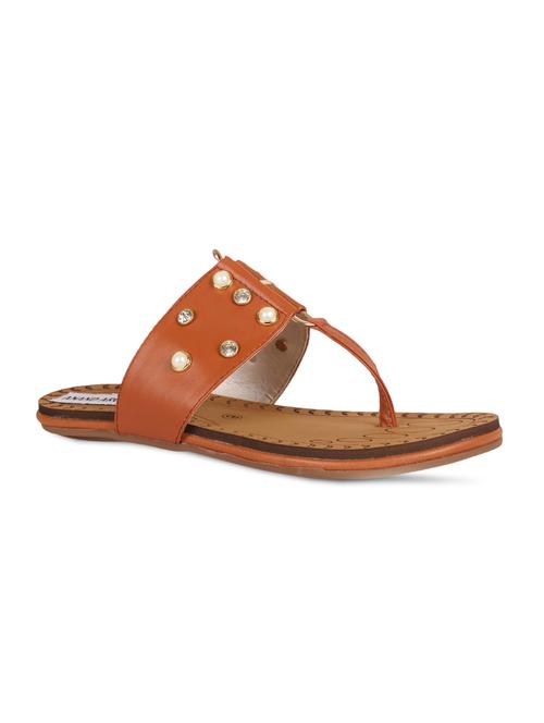 tan faux leather slip on sandals - 15708812 - Very Small Image - 1