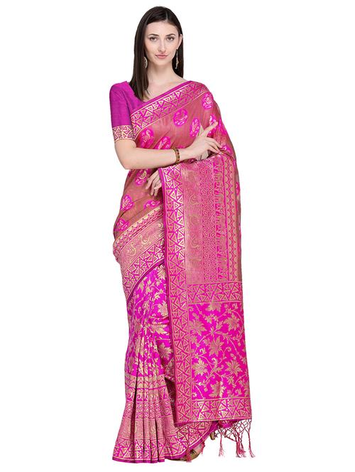 half & half zari kanjivaram saree with blouse - 15709268 - Very Small Image - 1