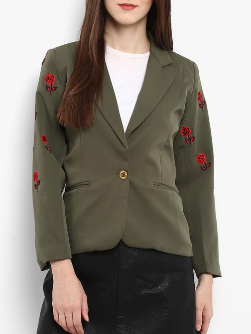 floral embroidered casual blazer - 15709411 - Very Small Image - 1