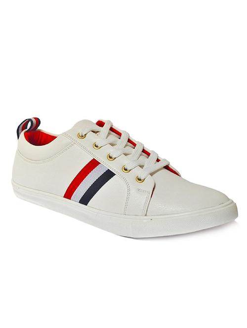 white leatherette lace up sneakers - 15709481 - Very Small Image - 1