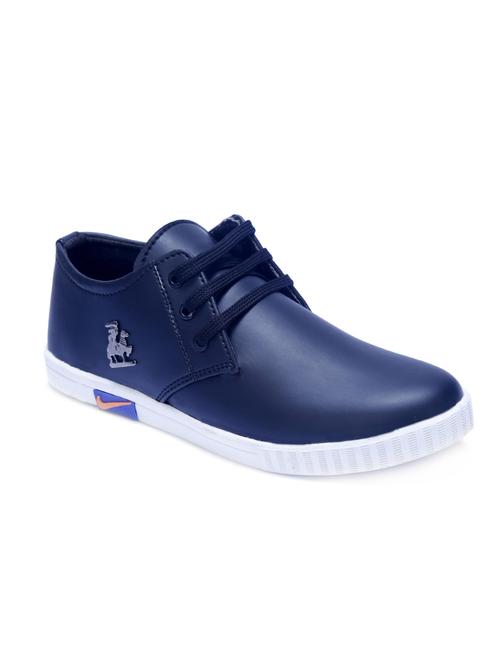 navy leatherette lace up sneakers - 15709494 - Very Small Image - 1