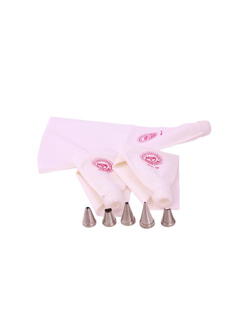 cake decoration synthetic icing bag 30cm set of 3 with 5 nozzle, white - 15709580 - Very Small Image - 1