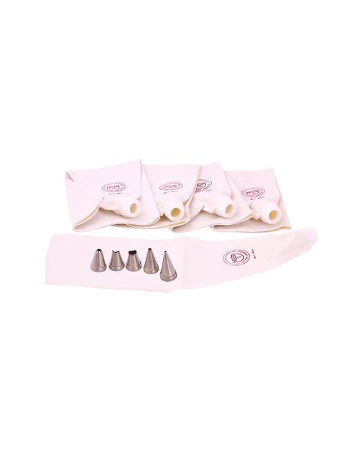 cake decoration cotton icing bag 40cm set of 5 with 5 nozzle reusable s3, cream - 15709593 - Very Small Image - 1