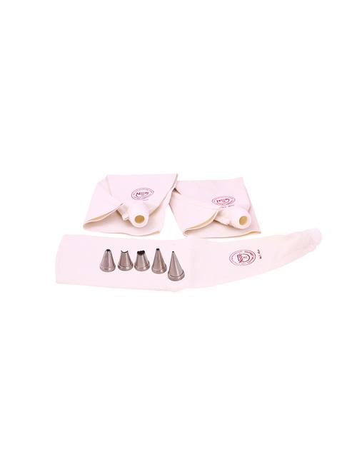 cake decoration cotton icing bag 40cm set of 3 with 5 nozzle reusable s3, cream - 15709594 - Very Small Image - 1