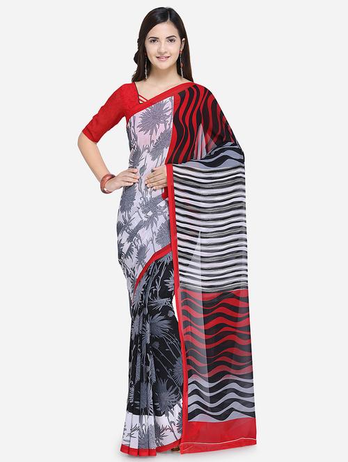 digital floral printed saree - 15709802 - Very Small Image - 1