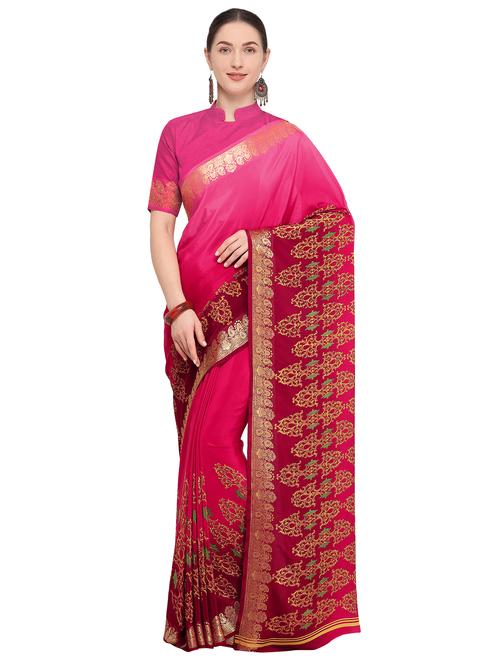 ethnic motif printed saree with blouse - 15709929 - Very Small Image - 1