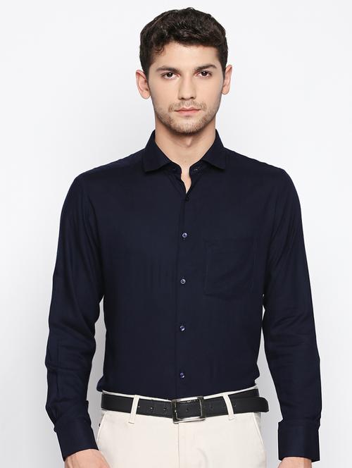 navy blue cotton formal shirt - 15710132 - Very Small Image - 1