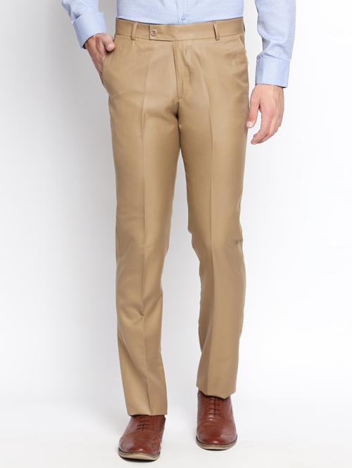 brown polyester blend flat front formal trouser - 15710151 - Very Small Image - 1