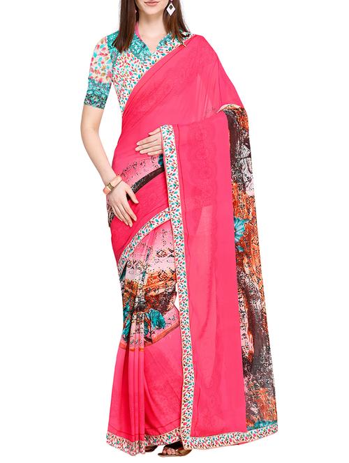 lace border printed saree with blouse - 15710156 - Very Small Image - 1