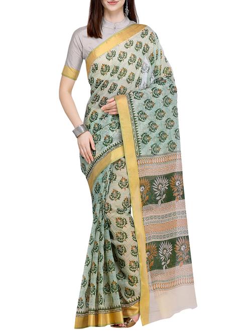 floral printed saree with blouse - 15710182 - Very Small Image - 1