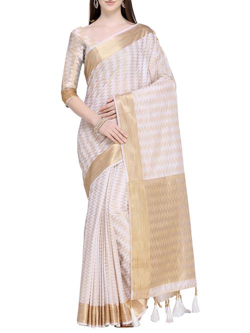 chevron zari motif banarasi saree with blouse - 15710451 - Very Small Image - 1
