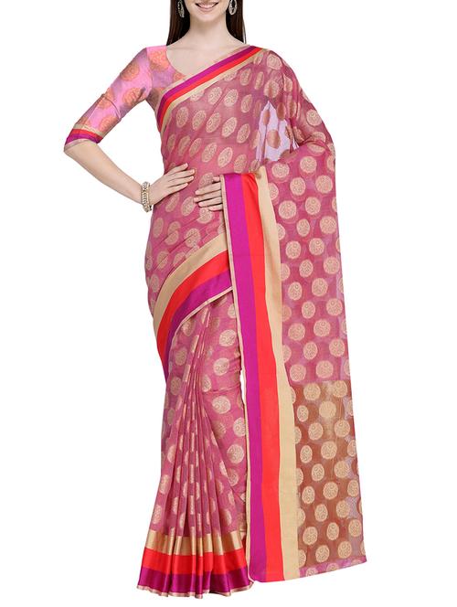 floral motif kota doria saree with blouse - 15710465 - Very Small Image - 1