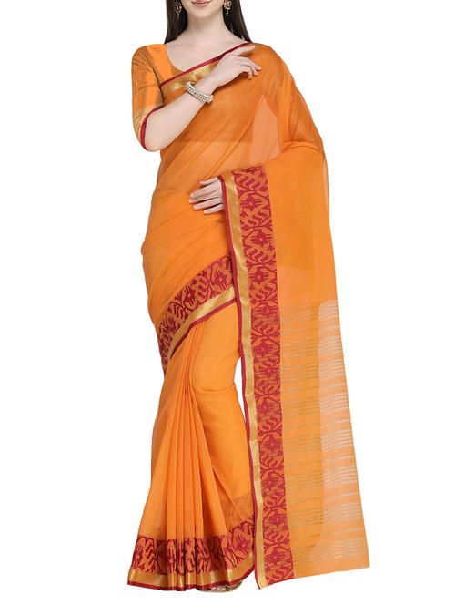 contrast zari border banarasi saree with blouse - 15710469 - Very Small Image - 1