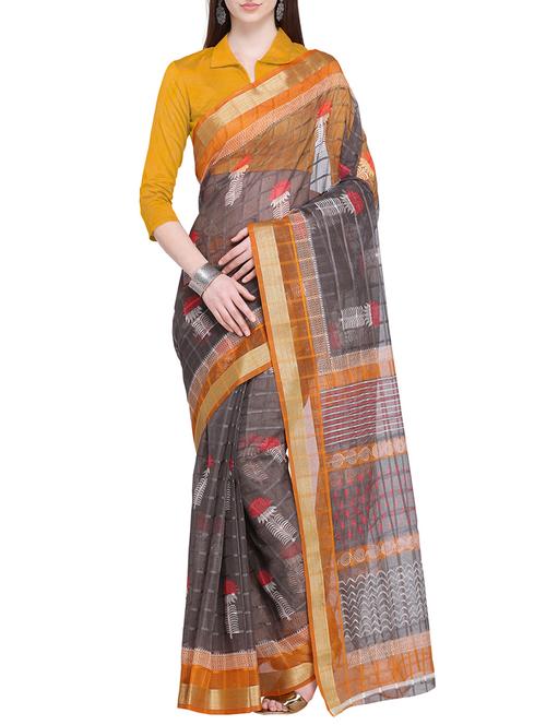 floral motif kota doria saree with blouse - 15710569 - Very Small Image - 1