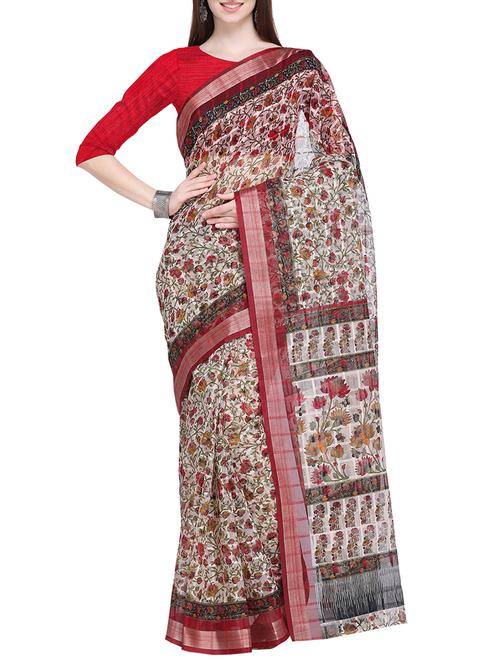 floral motif kota doria saree with blouse - 15710570 - Very Small Image - 1