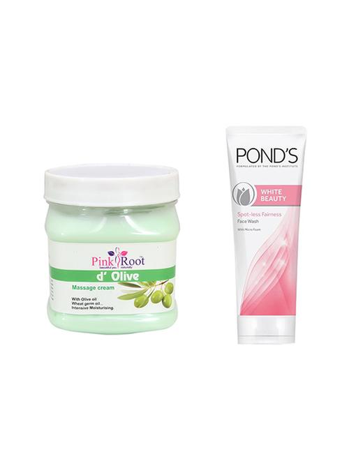 pink root d' olive massage cream and pond's white beauty facewash - 15710745 - Very Small Image - 1