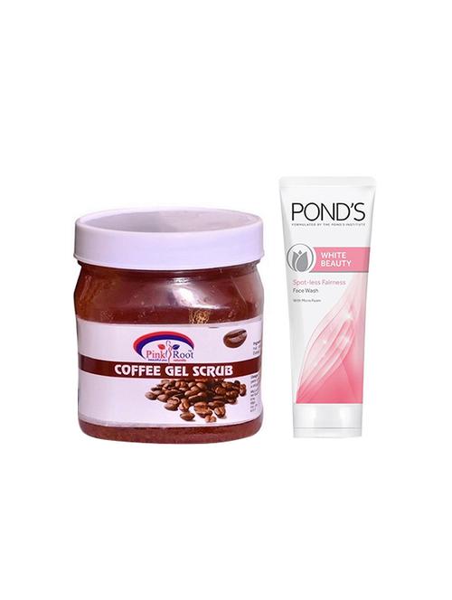 pink root coffee gel scrub and pond's white beauty facewash - 15710800 - Very Small Image - 1