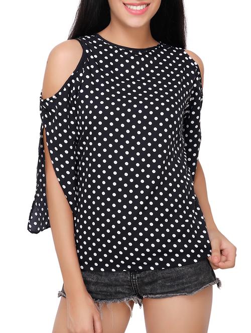 cold shoulder polka dots top - 15711212 - Very Small Image - 1