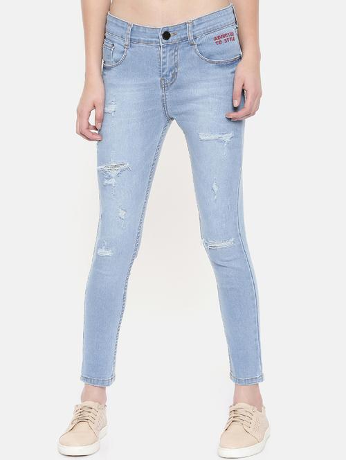 embroidered distressed jeans - 15713263 - Very Small Image - 1