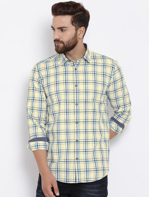 yellow cotton casual shirt - 15713408 - Very Small Image - 1