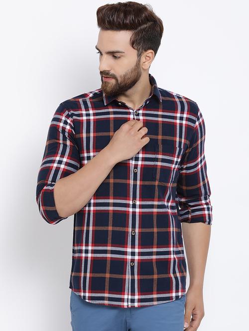 dark blue cotton casual shirt - 15713419 - Very Small Image - 1