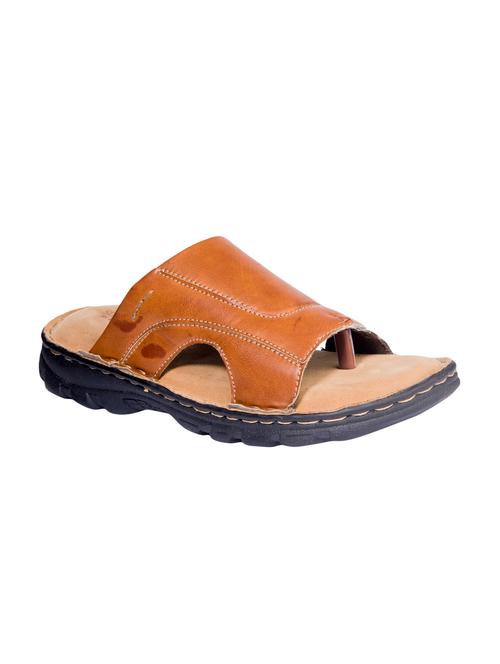 tan leatherette slip on slippers - 15713832 - Very Small Image - 1