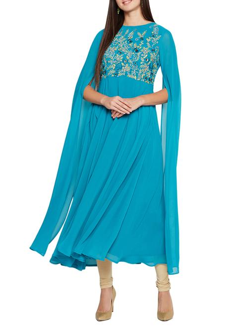 embroidered high slit sleeves ethnic gown - 15713857 - Very Small Image - 1