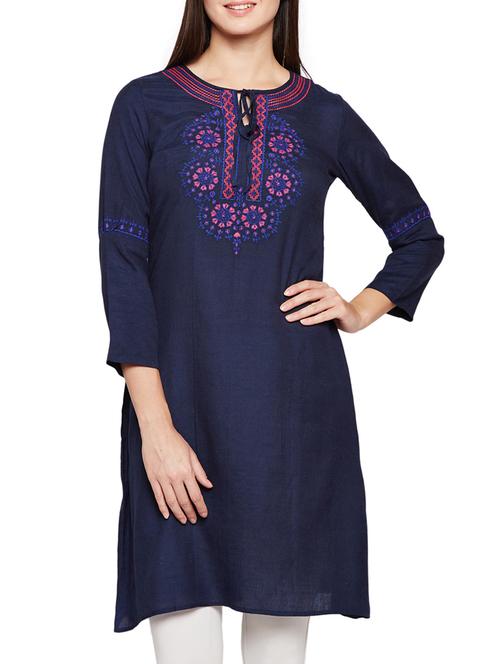 straight embroidered kurta - 15713865 - Very Small Image - 1