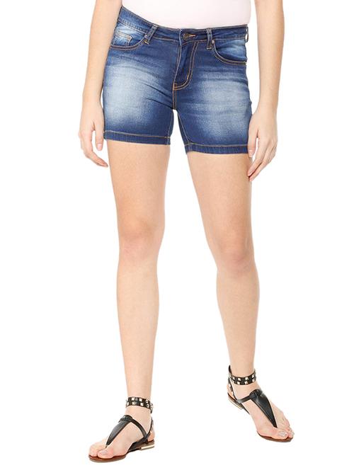 frayed hem stone wash denim shorts - 15714478 - Very Small Image - 1