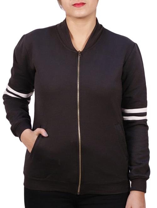 varsity striped zip up front jacket - 15715614 - Very Small Image - 1