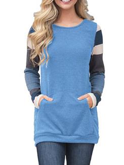 azure blue striped sleeved sweatshirt - 15716285 - Very Small Image - 1