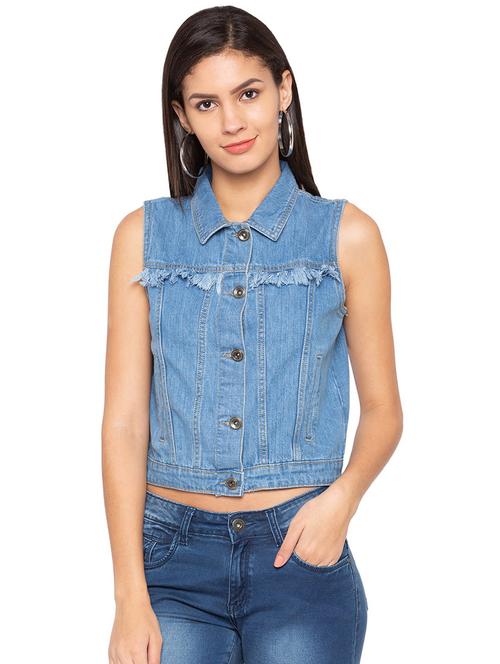 fringe detail denim jacket - 15717142 - Very Small Image - 1