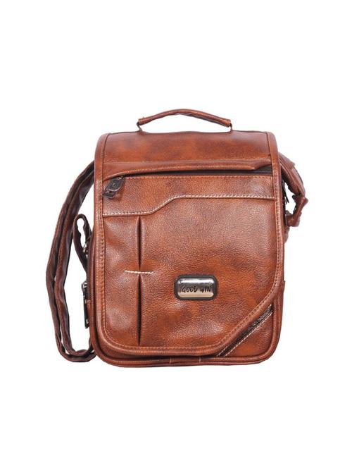 tan leatherette (pu) messengerbag - 15717946 - Very Small Image - 1
