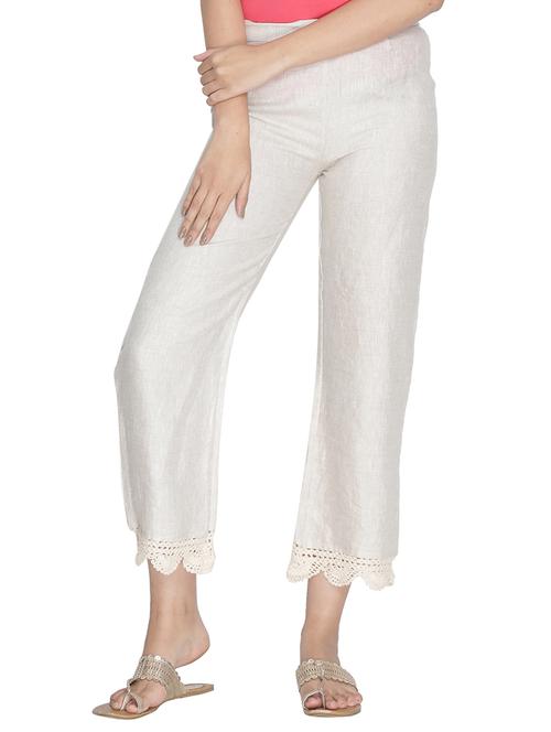 crochet laced hem straight trouser - 15718284 - Very Small Image - 1