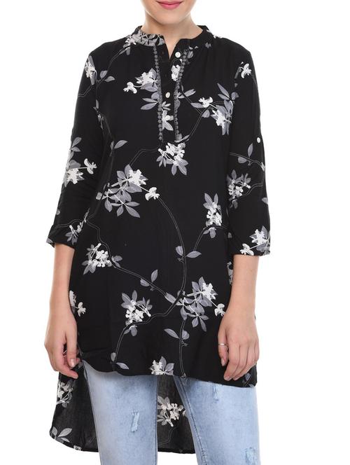 floral lace detail high-low tunic - 15718711 - Very Small Image - 1