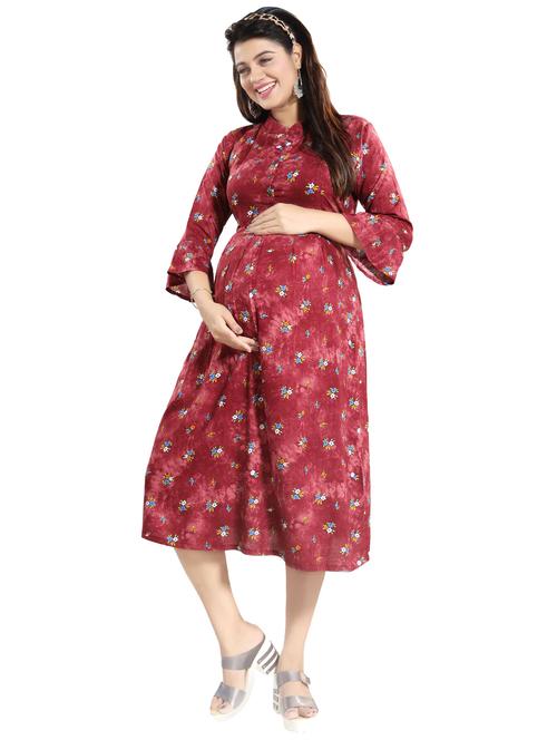 floral belted maternity dress - 15718719 - Very Small Image - 1