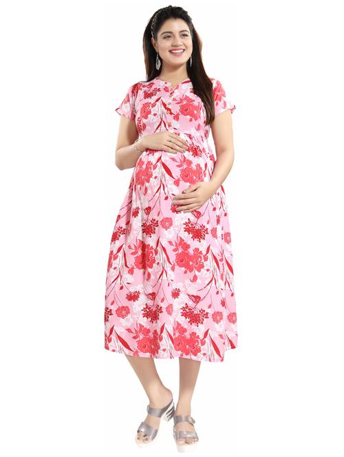 floral button detail maternity dress - 15718723 - Very Small Image - 1