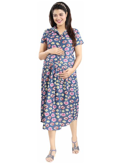 floral belted maternity dress - 15718730 - Very Small Image - 1