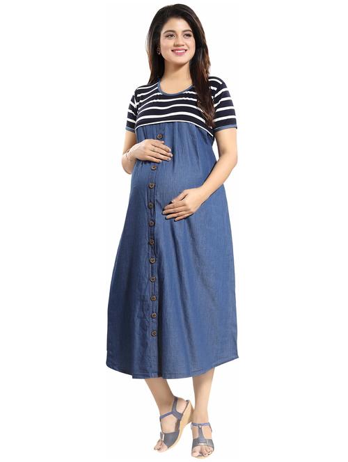 button detail belted maternity dress - 15718738 - Very Small Image - 1