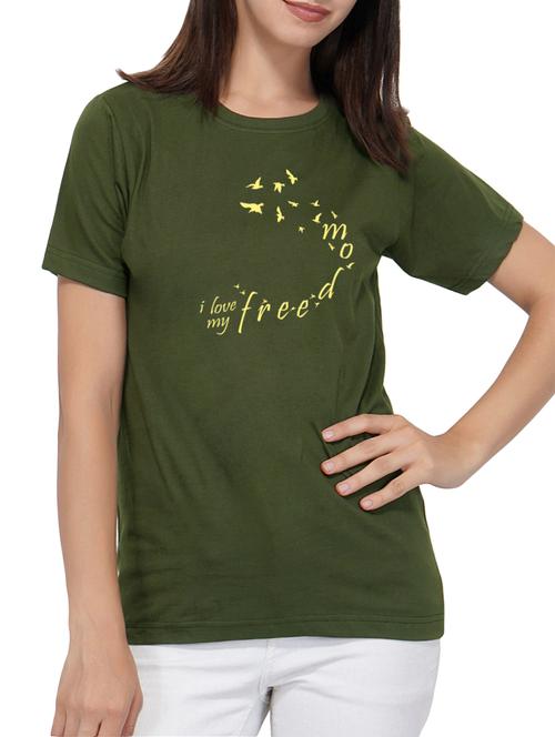olive graphic print tee - 15718795 - Very Small Image - 1