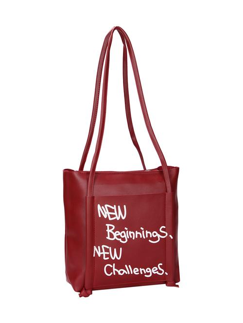 maroon leatherette (pu) regular tote - 15720312 - Very Small Image - 1