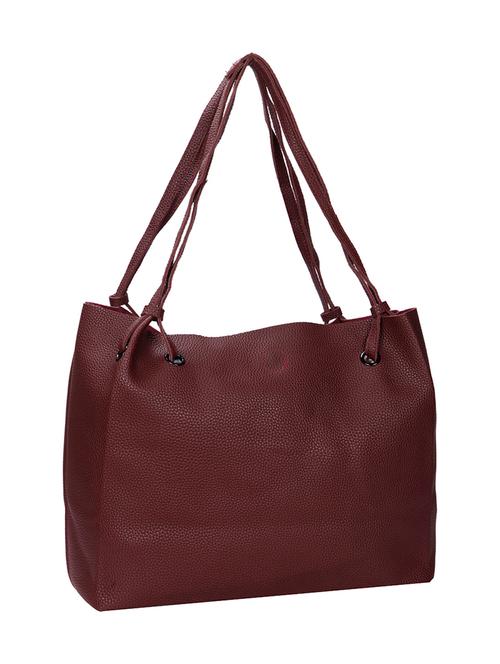 maroon leatherette (pu) regular tote - 15720350 - Very Small Image - 1