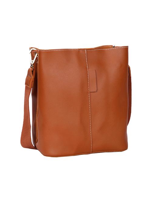 tan leatherette (pu) combo sling bag - 15720380 - Very Small Image - 1