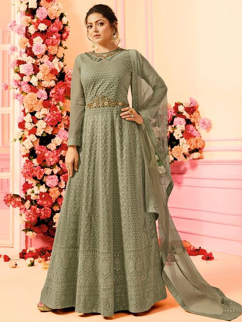 tonal embroidered kalidaar suit - 15720449 - Very Small Image - 1