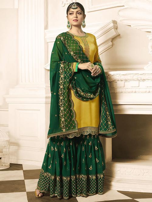 zari embroidered sharara suit - 15720454 - Very Small Image - 1